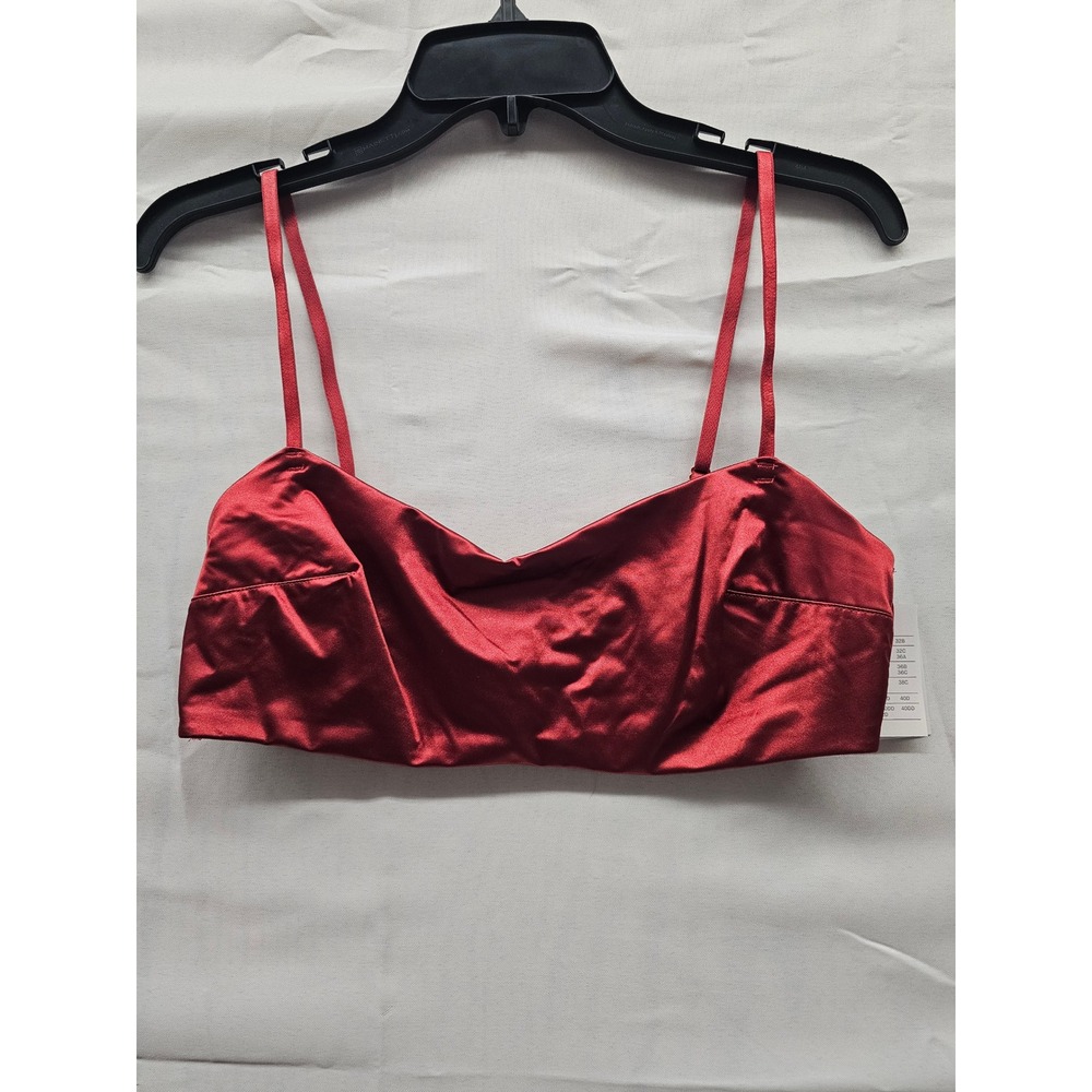 Auden Womens Satin Unlined Scoop-Neck Bralette Red Size L 023 10‎ 2981